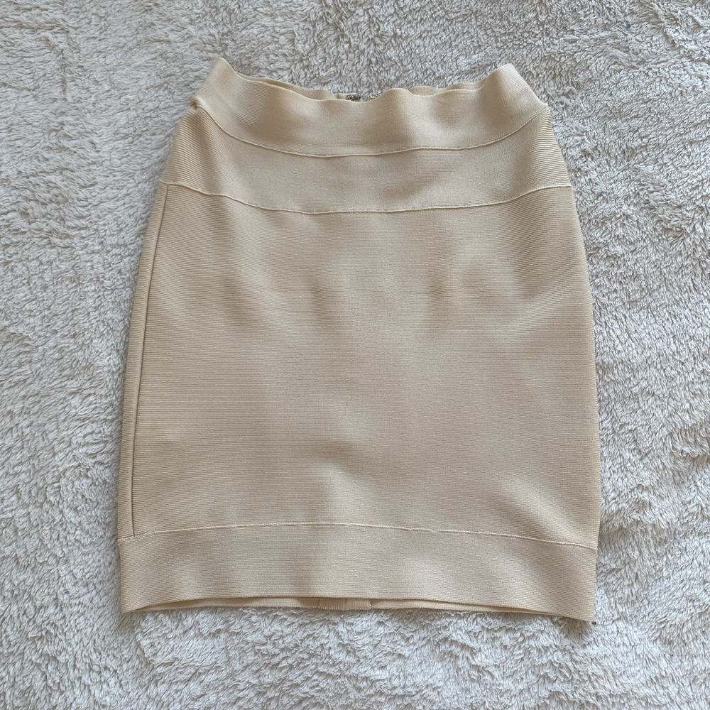 Herve Leger off white creme skirt